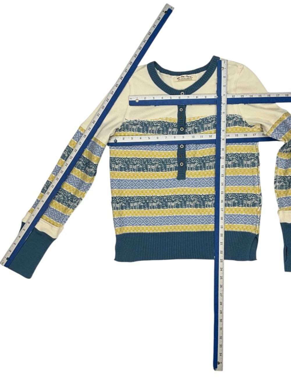 Free People We The Free To The Woods Henley Sweater S Light Combo Thermal - Picture 12 of 16